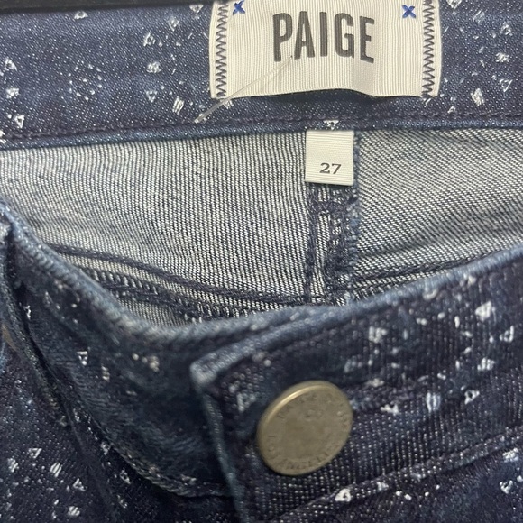 PAIGE by Anthropologie Dark Blue Patterned Women's Verdugo Ankle Jeans 27 - Picture 2 of 6